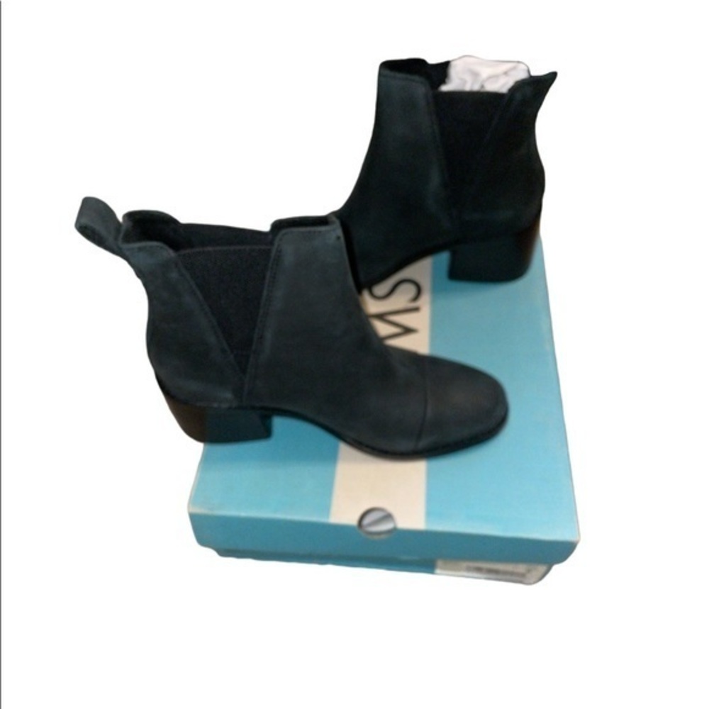 Toms Black Suede Chelsea Ankle Boots